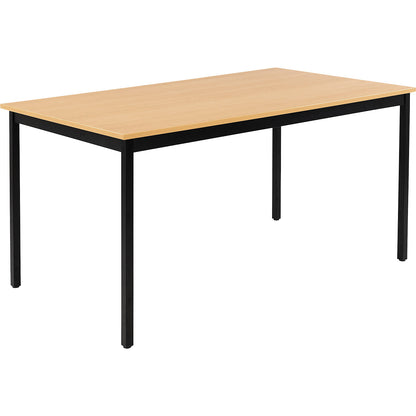 Multipurpose table, rectangular, WxH 1400 x 740 mm, depth 800 mm, beech finish top, black frame.