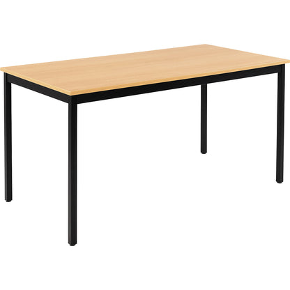 Multipurpose table, rectangular, WxH 1400 x 740 mm, depth 700 mm, beech finish top, black frame.