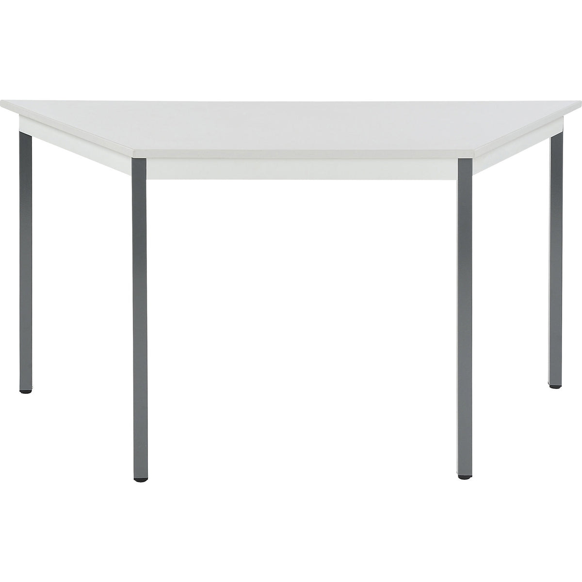 Multipurpose table, trapezoidal, HxWxD 740 x 1400 x 700 mm, light grey top, basalt grey frame.