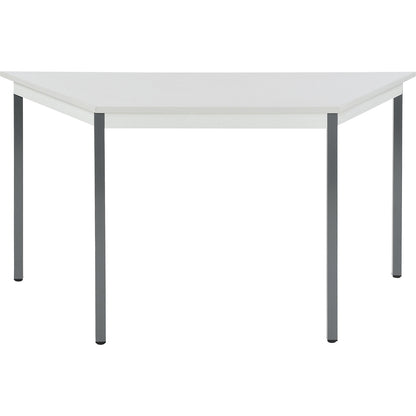 Multipurpose table, trapezoidal, HxWxD 740 x 1400 x 700 mm, light grey top, basalt grey frame.