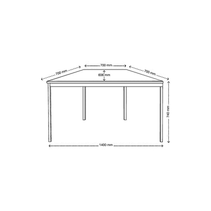 Multipurpose table, trapezoidal, HxWxD 740 x 1400 x 700 mm, light grey top, chrome plated frame.