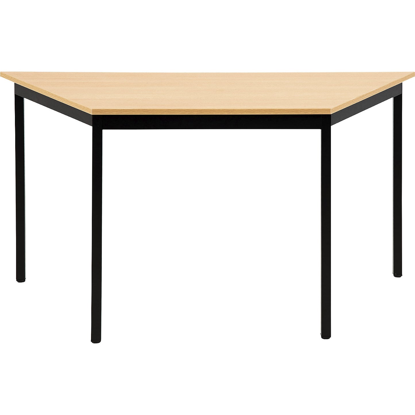 Multipurpose table, trapezoidal, HxWxD 740 x 1400 x 700 mm, beech finish top, black frame.