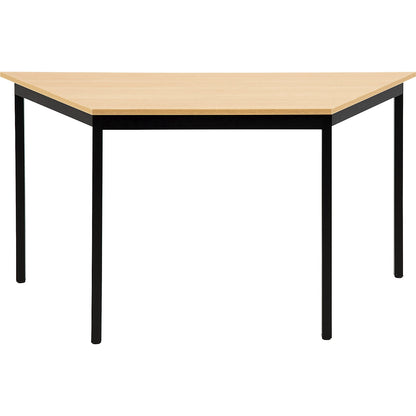 Multipurpose table, trapezoidal, HxWxD 740 x 1400 x 700 mm, beech finish top, black frame.