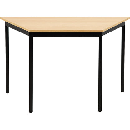 Multipurpose table, trapezoidal, HxWxD 740 x 1200 x 600 mm, beech finish top, black frame.