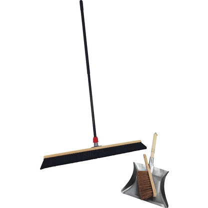 Complete industrial hall broom set, broom width 800 mm, with dustpan and hand brush.