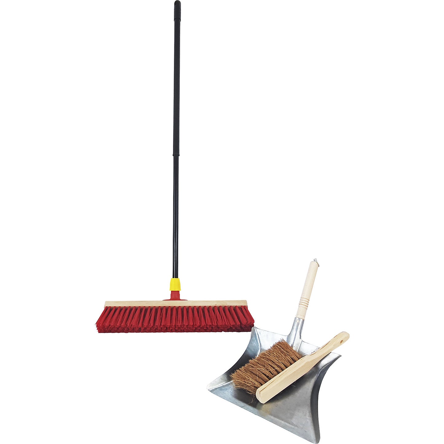 Complete street broom set, broom width 500 mm, with dustpan and hand brush.