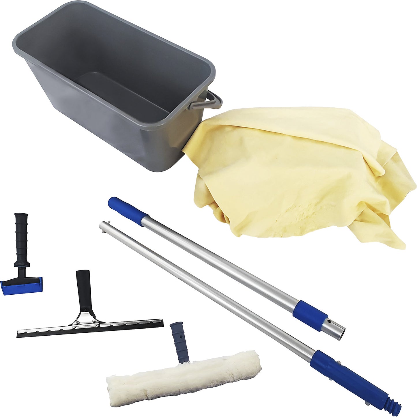 Window cleaning set, multiple parts, grey / blue.