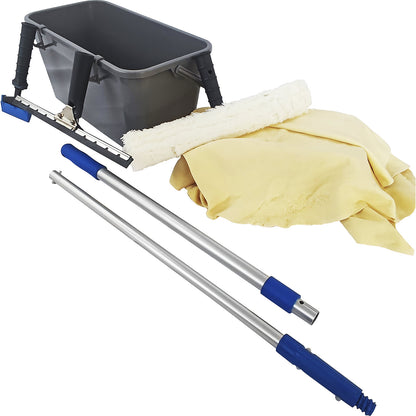 Window cleaning set, multiple parts, grey / blue.