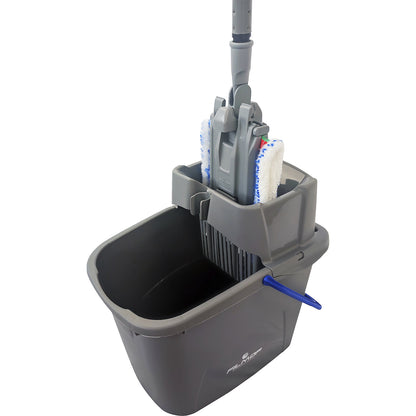 Wet mop bucket set, with 4 piece handle and microfibre mop, 15 l bucket.