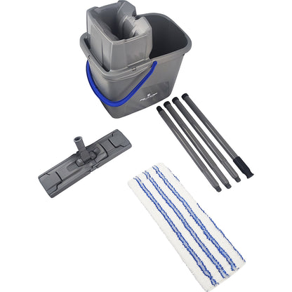 Wet mop bucket set, with 4 piece handle and microfibre mop, 15 l bucket.