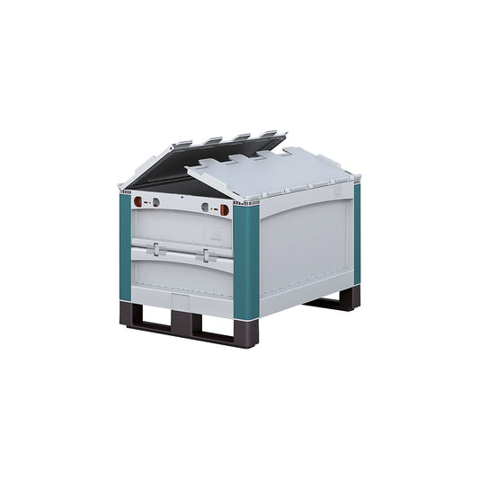 SL heavy duty container, with access flap at the front and lid, LxWxH 800 x 600 x 741 mm.