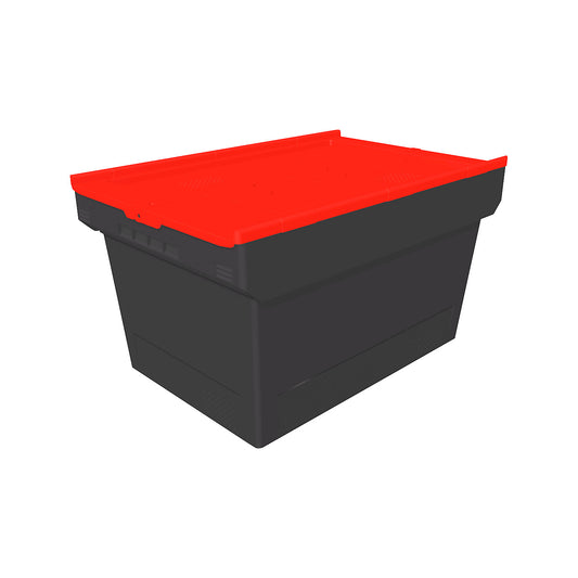 MB Eco reusable container, LxWxH 610 x 400 x 340 mm, black / red.
