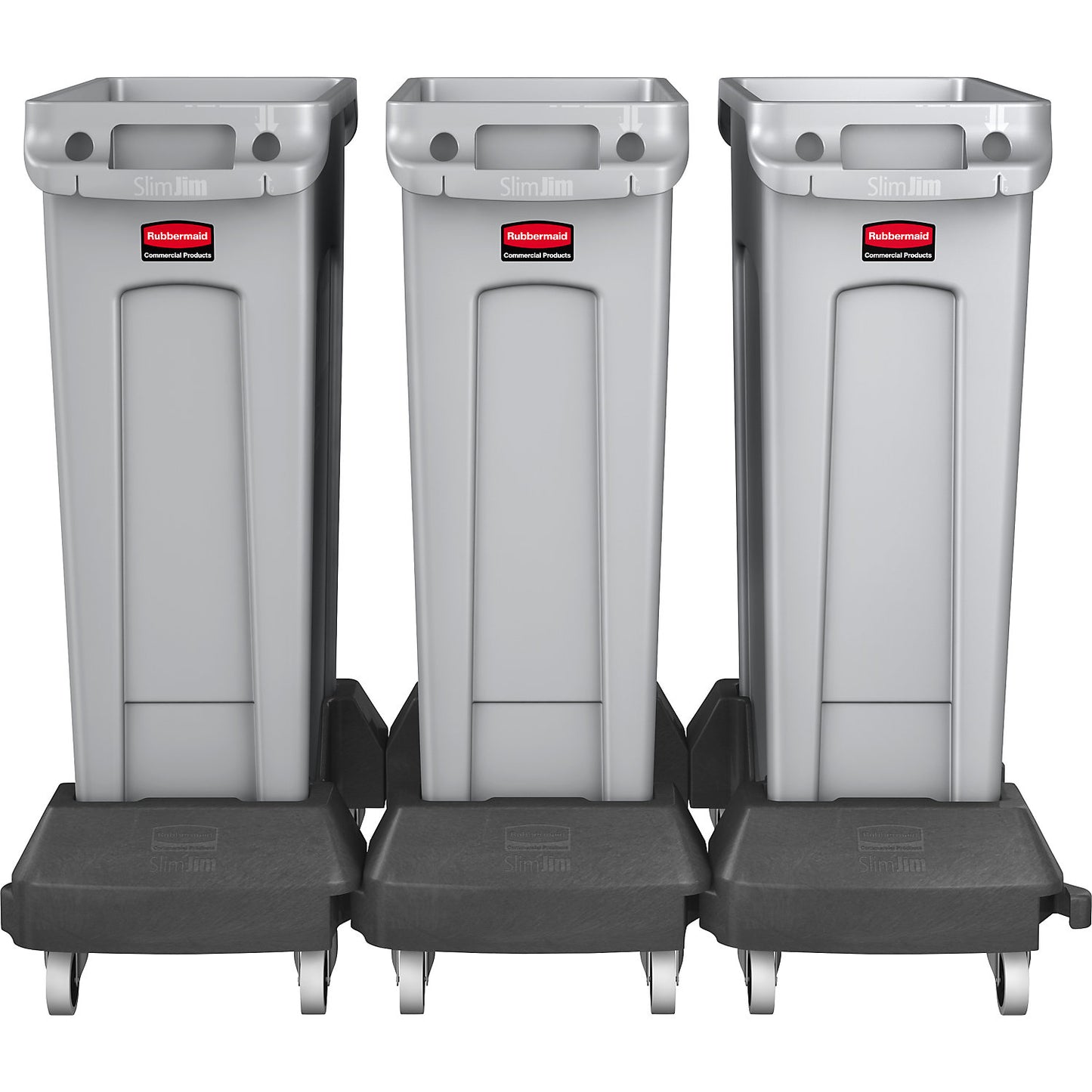 SLIM JIM® recyclable waste collection station, 3 x 60 l, with plastic trolley, grey.
