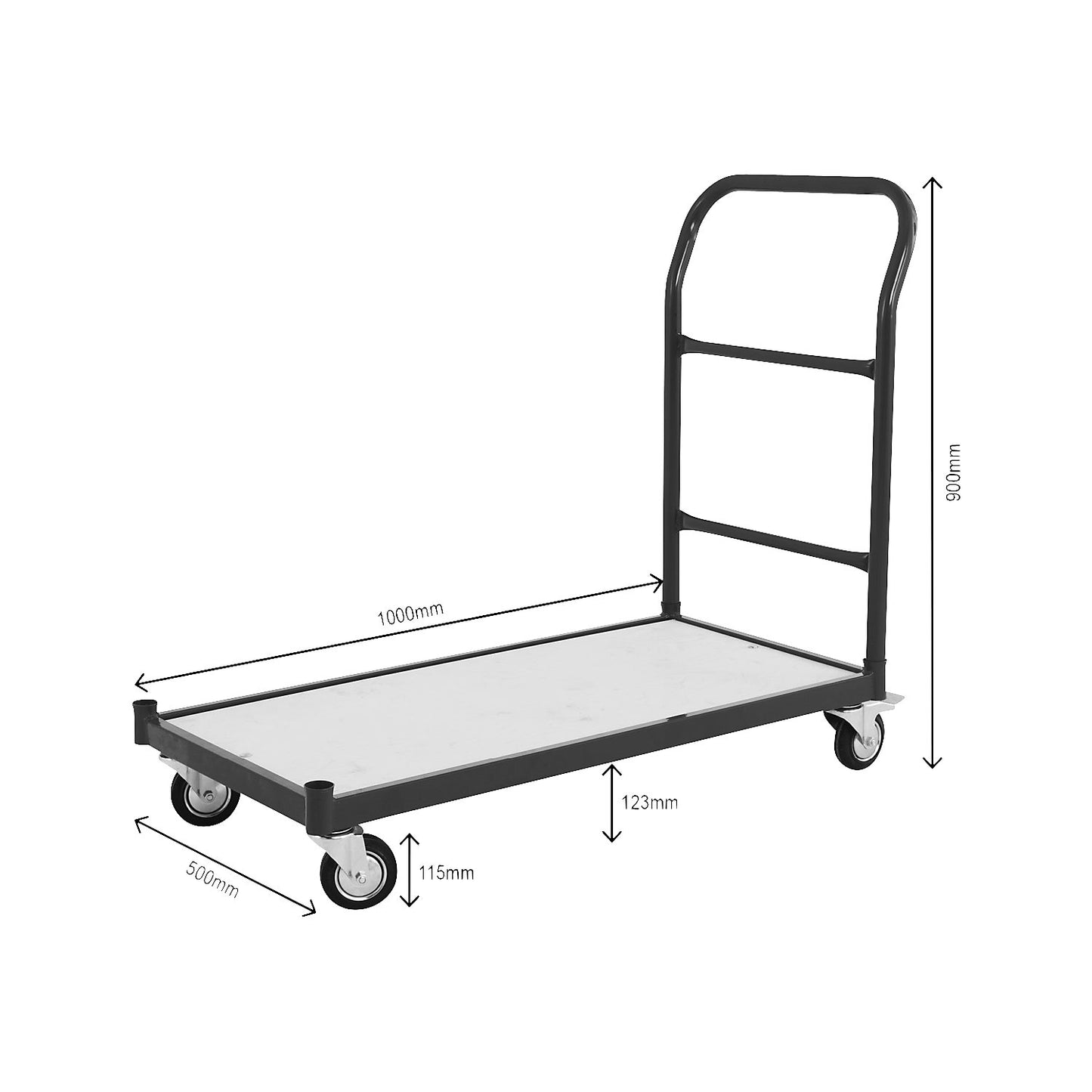 Platform truck, max. load 250 kg, shelves LxW 1050 x 475 mm.