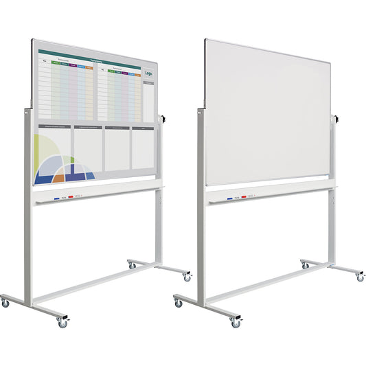 Custom printed rotating board, mobile, printed on one side, WxH 1200 x 900 mm.