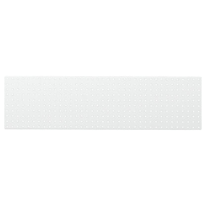 Perforated wall for work table, rear panel, to support tool holders.
