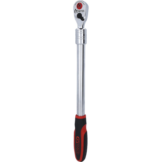 1/2'' MONSTER telescopic reversible ratchet, 100 tooth, red/black.