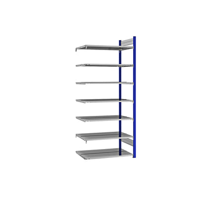 Boltless file shelving unit, double sided, height 2350 mm, WxD 1000 x 600 mm, extension shelf unit, blue / zinc plated.