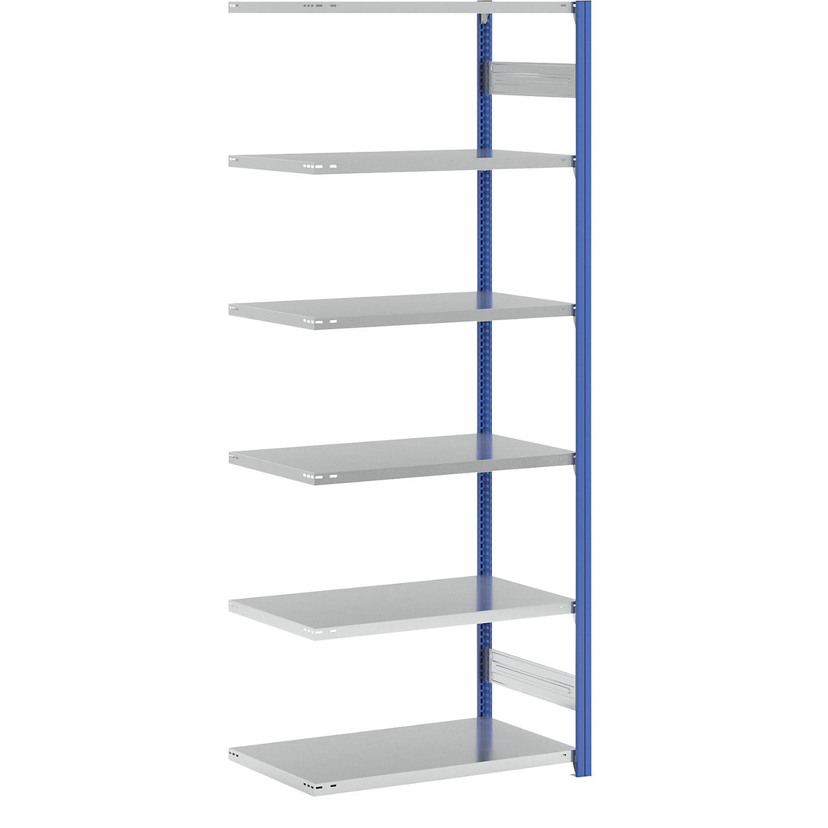 Boltless shelving unit, light duty, single-sided, HxWxD 2500 x 1000 x 600 mm, blue/grey, extension shelf unit.