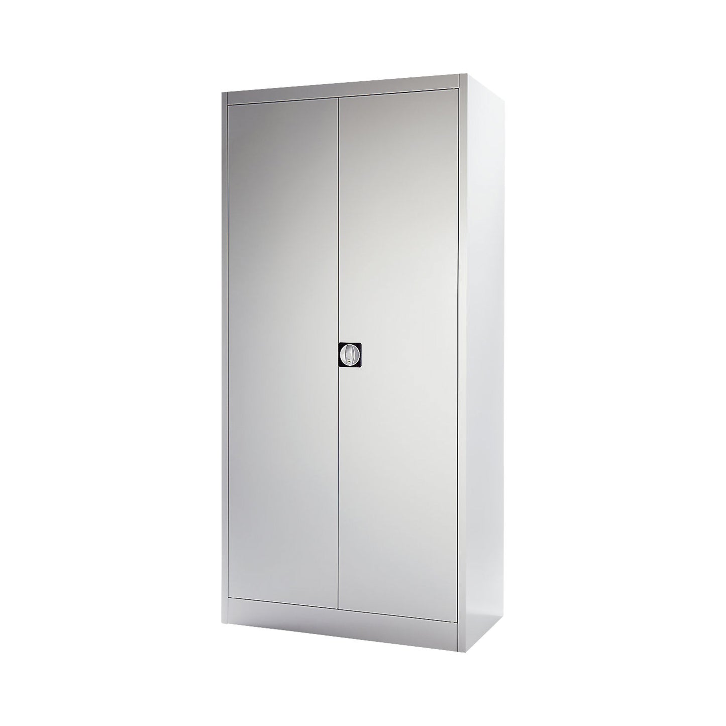 Double door cupboard, HxW (external) 1950 x 950 mm, with 4 shelves, depth 420 mm, light grey RAL 7035.