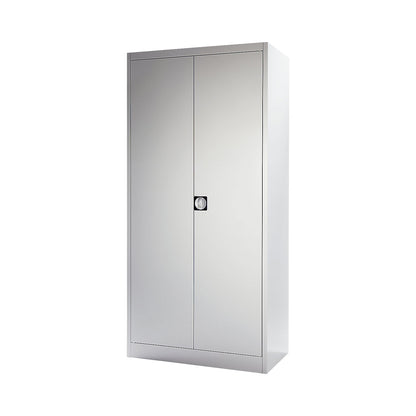 Double door cupboard, HxW (external) 1950 x 950 mm, with 4 shelves, depth 420 mm, light grey RAL 7035.