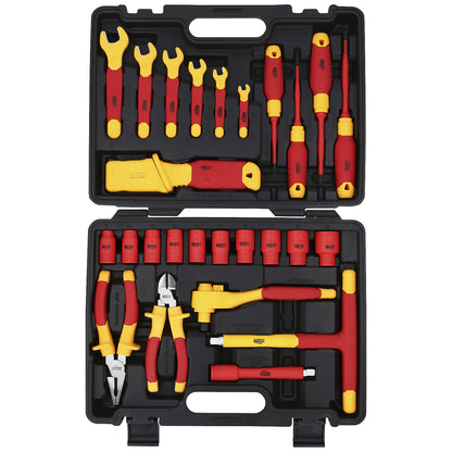 Insulated tool set, for hybrid and electric vehicles, 26 pieces.