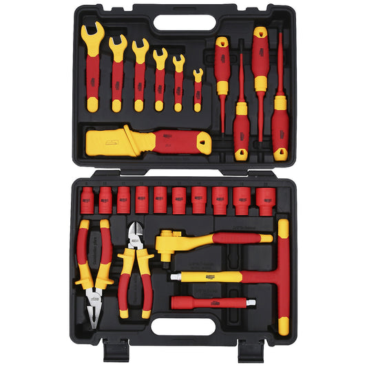Insulated tool set, for hybrid and electric vehicles, 26 pieces.