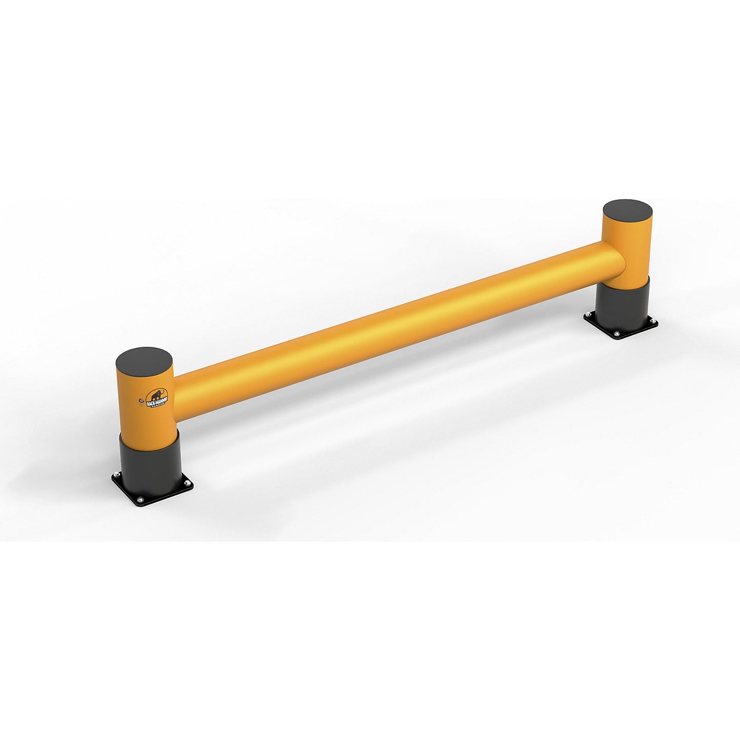 Impact protection barrier, height 450 mm, single plank, length 4 m, traffic yellow.