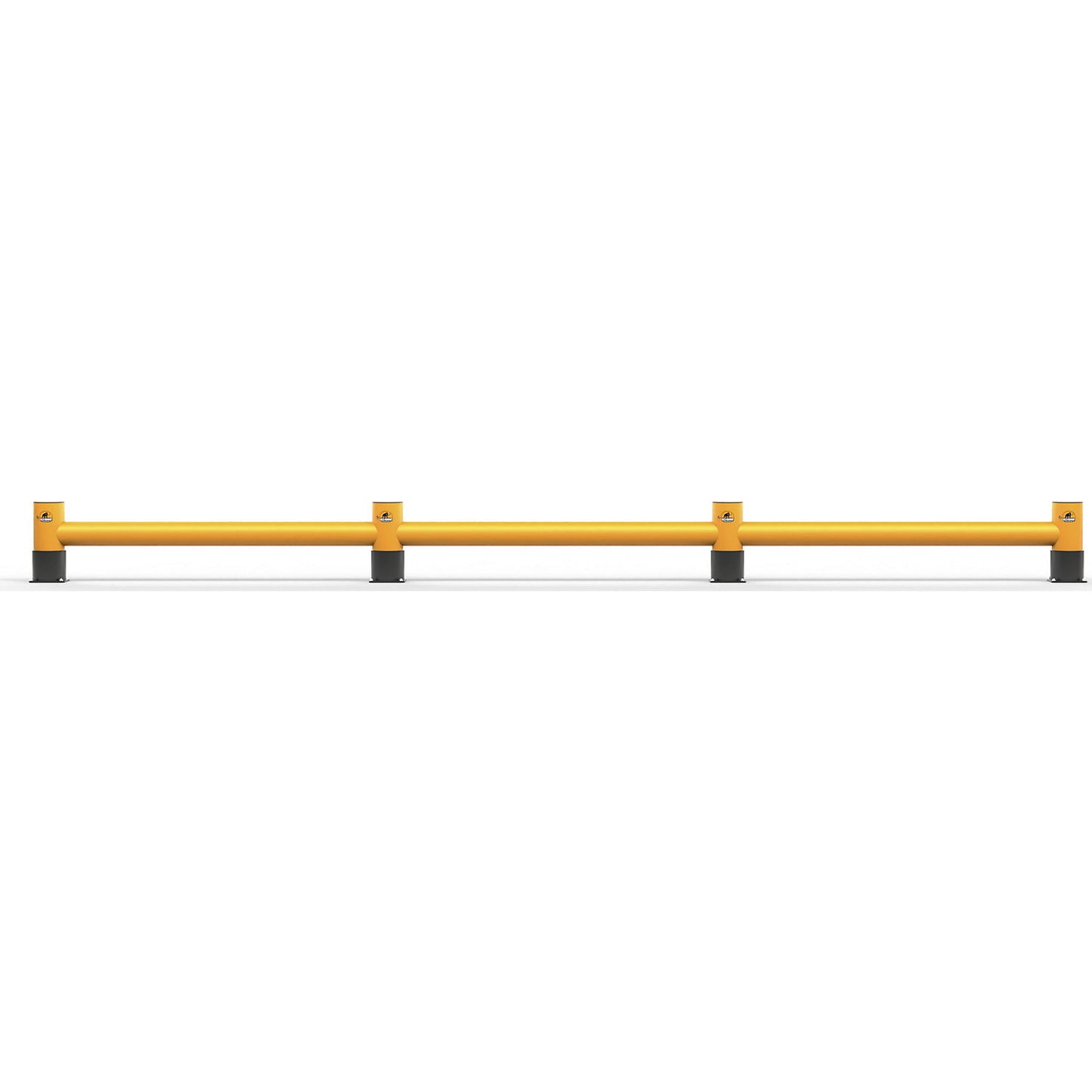 Impact protection barrier, height 450 mm, single plank, length 8 m, traffic yellow.