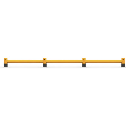 Impact protection barrier, height 450 mm, single plank, length 8 m, traffic yellow.