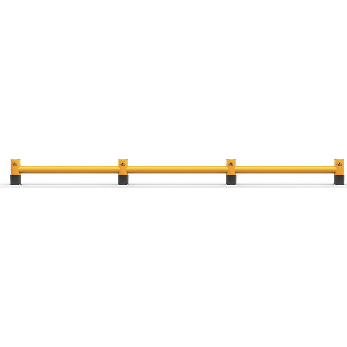 Impact protection barrier, height 450 mm, single plank, length 10 m, traffic yellow.