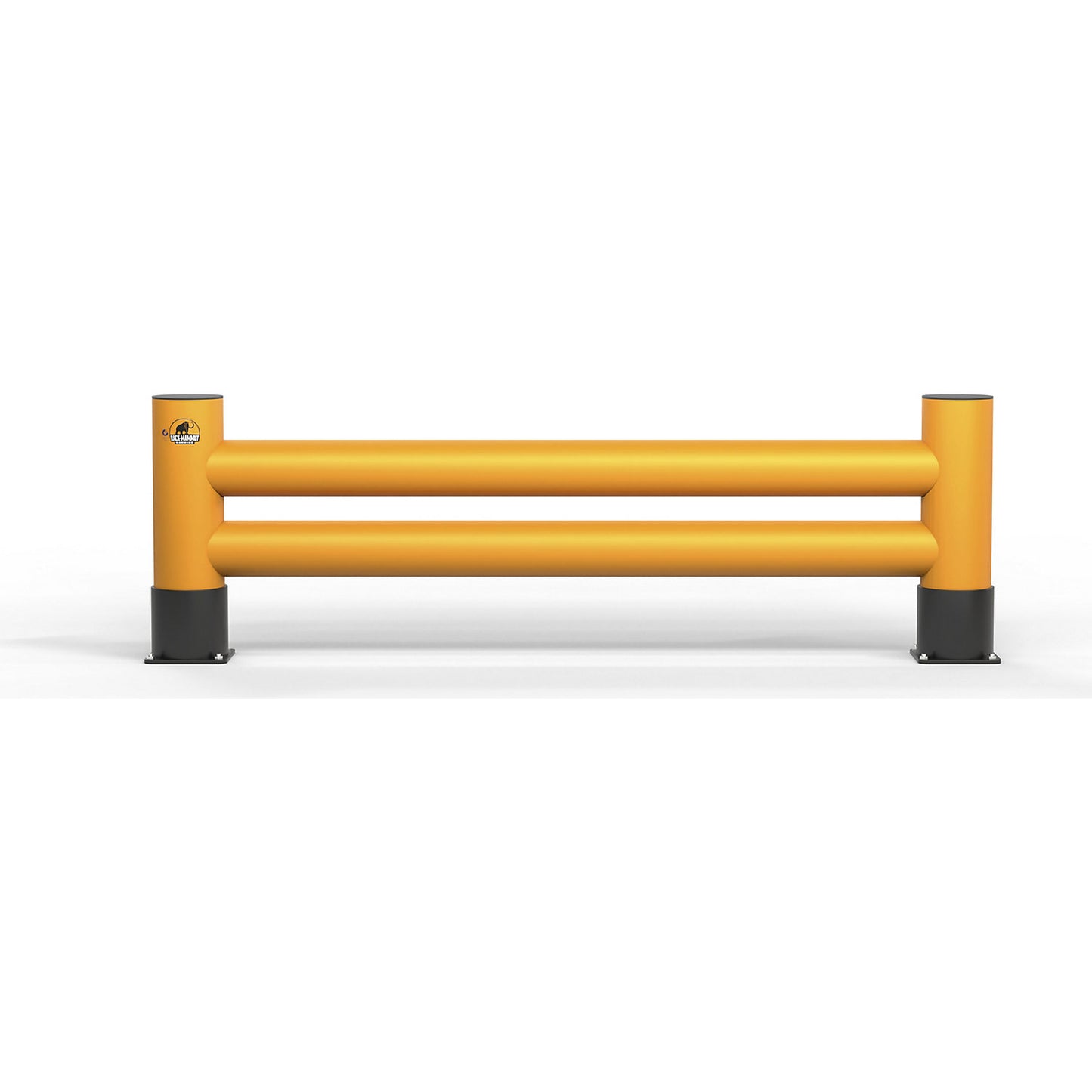 Impact protection barrier, height 650 mm, double plank, length 4 m, traffic yellow.