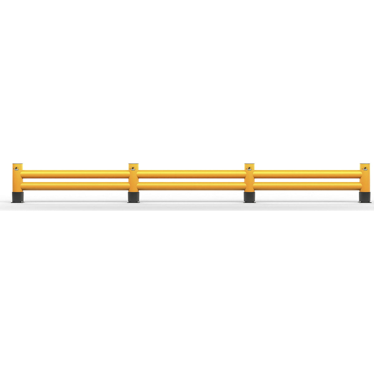 Impact protection barrier, height 650 mm, double plank, length 6 m, traffic yellow.