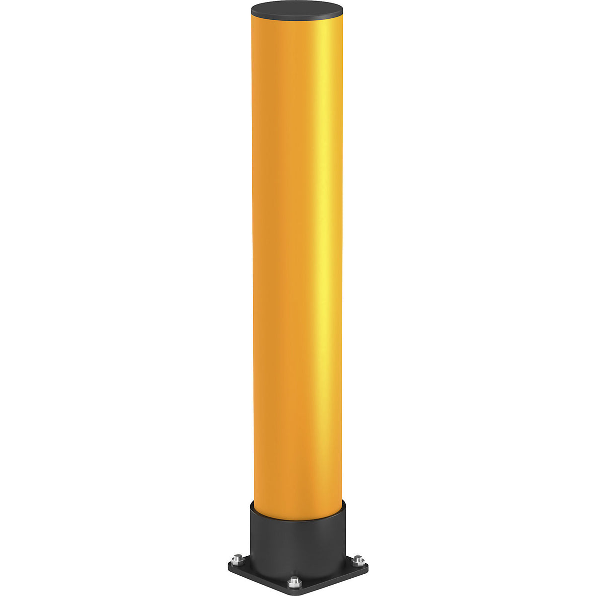 Crash protection bollard, tube diameter 140 mm, traffic yellow, height 1100 mm.