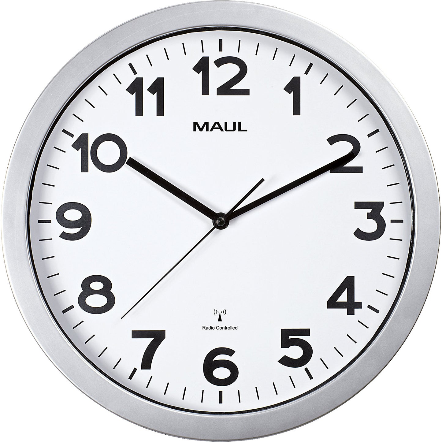 MAULstep wall clock, plastic, radio synchronised time keeping mechanism, Ø 350 mm.