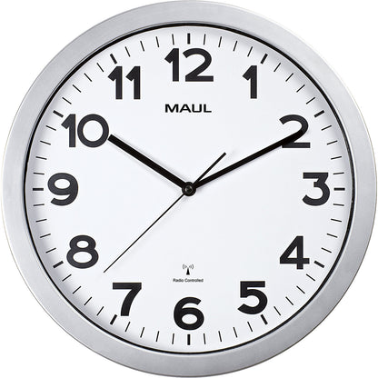 MAULstep wall clock, plastic, radio synchronised time keeping mechanism, Ø 350 mm.