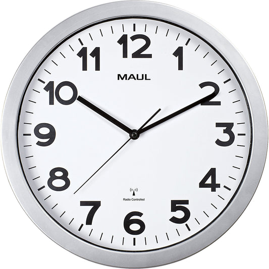 MAULstep wall clock, plastic, radio synchronised time keeping mechanism, Ø 350 mm.