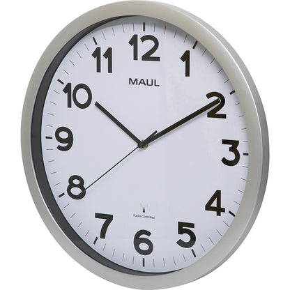 MAULstep wall clock, plastic, radio synchronised time keeping mechanism, Ø 400 mm.