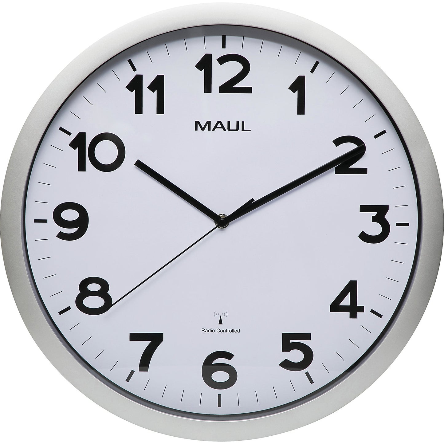 MAULstep wall clock, plastic, radio synchronised time keeping mechanism, Ø 400 mm.