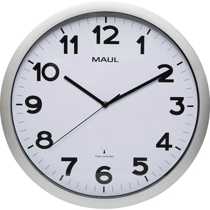 MAULstep wall clock, plastic, radio synchronised time keeping mechanism, Ø 400 mm.