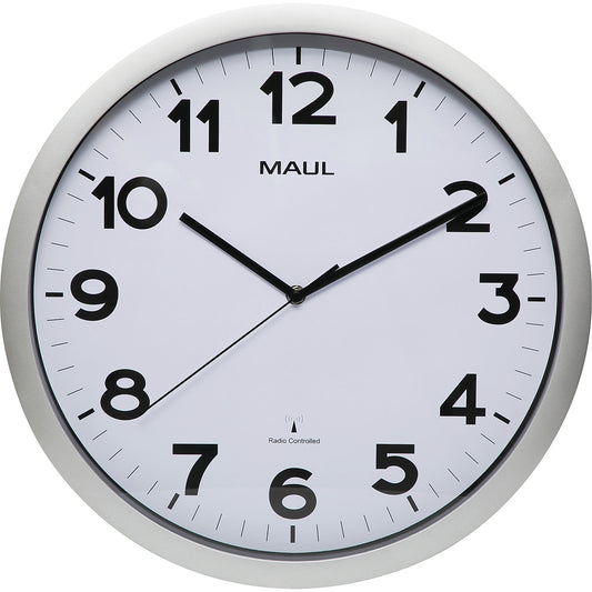 MAULstep wall clock, plastic, radio synchronised time keeping mechanism, Ø 400 mm.