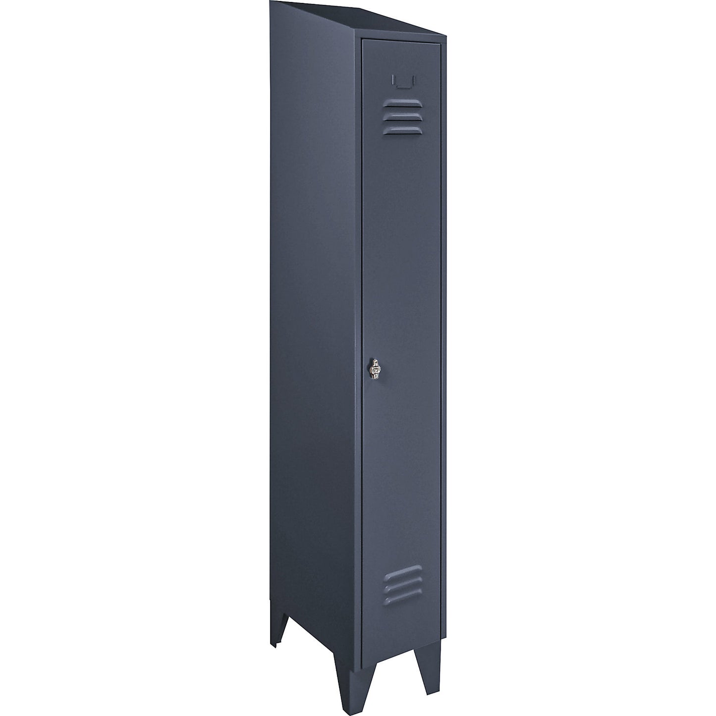 Berlin 2 clothes locker, 1 compartment, blue grey, width 300 mm, sloping roof shape.