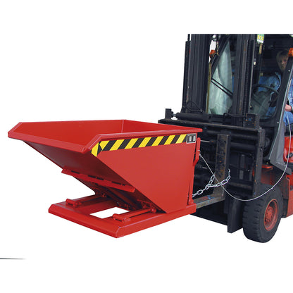 Tilting skip, extremely low overall height, without wheels, capacity 0.3 m³, flame red.
