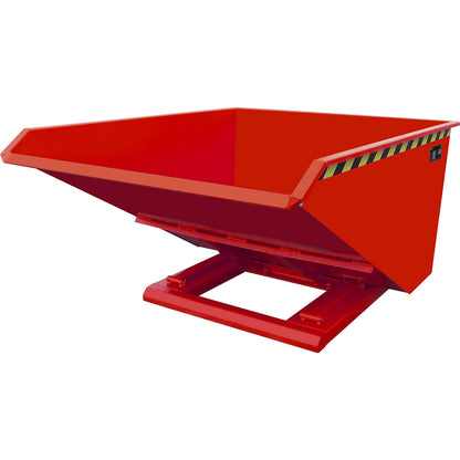 Tilting skip, extremely low overall height, without wheels, capacity 1.0 m³, flame red.