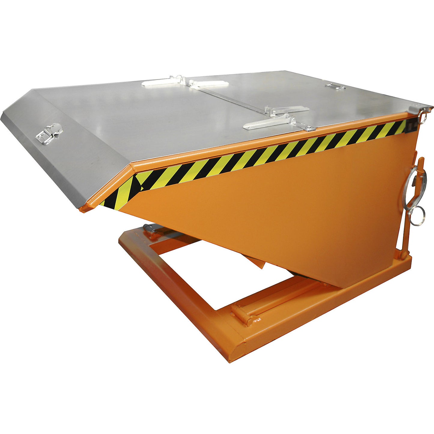 Hinged lid, 2-part, for container size 0.75 m³, zinc plated, extra cost.