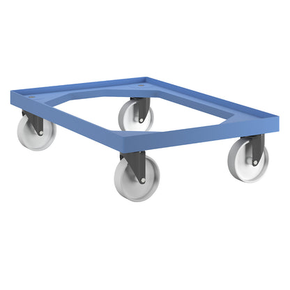 Plastic dolly, for Euro format 600 x 400 mm, nylon wheels.