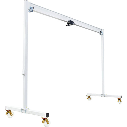 Steel mobile gantry crane PA, manual drive trolley, max. load 250 kg, clearance width 4000 mm.