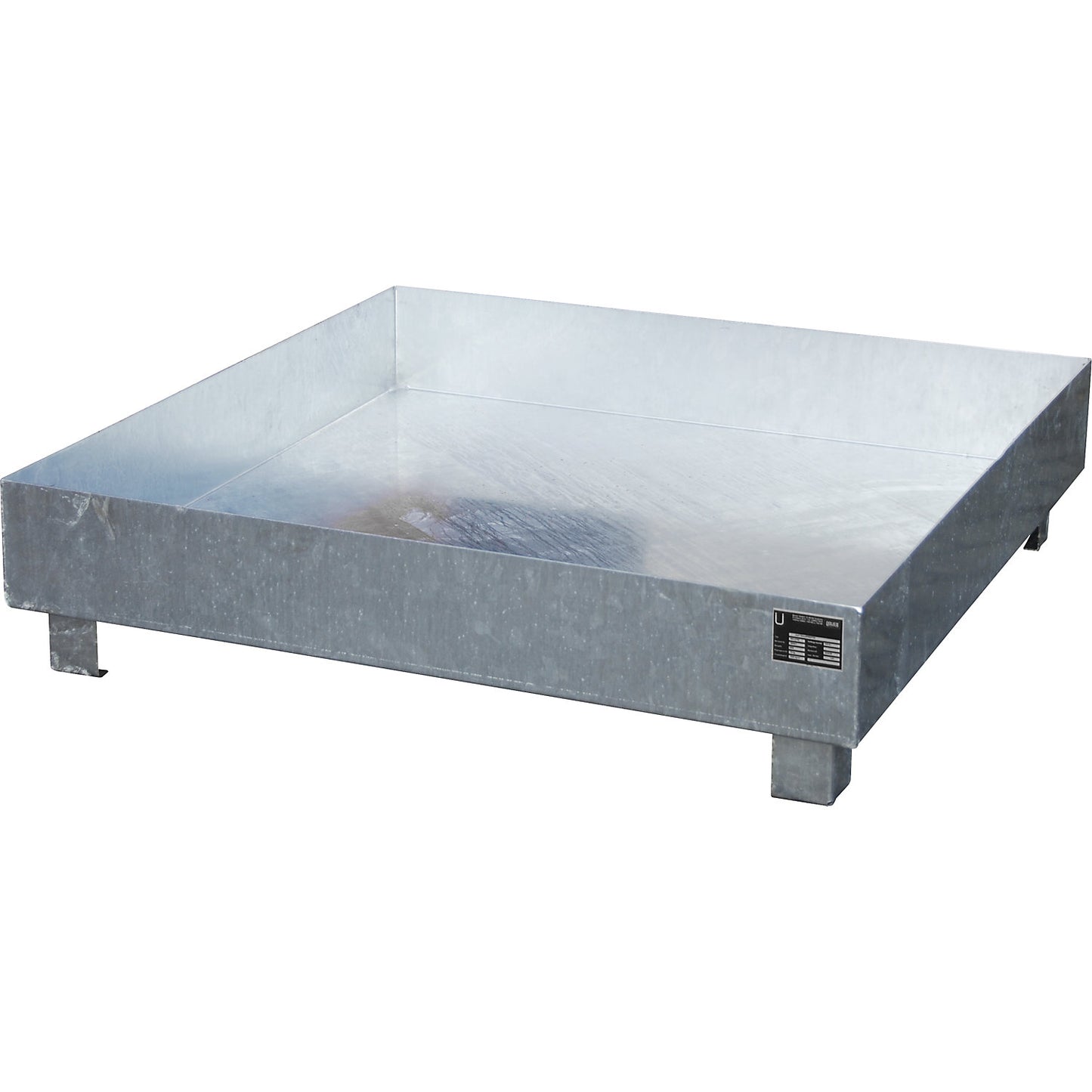 Steel sump tray, LxW 1200 x 1200 mm, collection capacity 230 l.