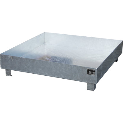 Steel sump tray, LxW 1200 x 1200 mm, collection capacity 230 l.