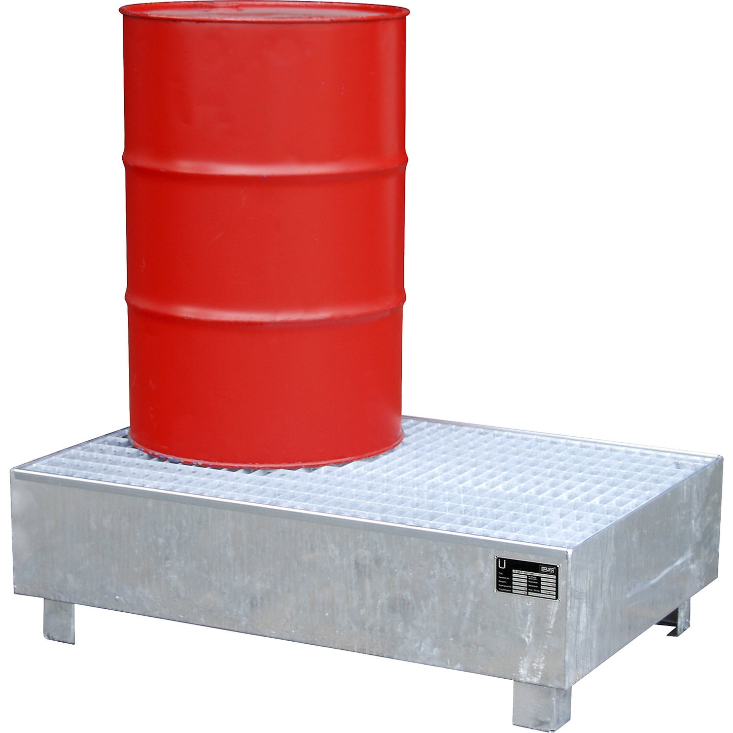 Steel sump tray, LxW 1200 x 800 mm, collection capacity 215 l, with grate.